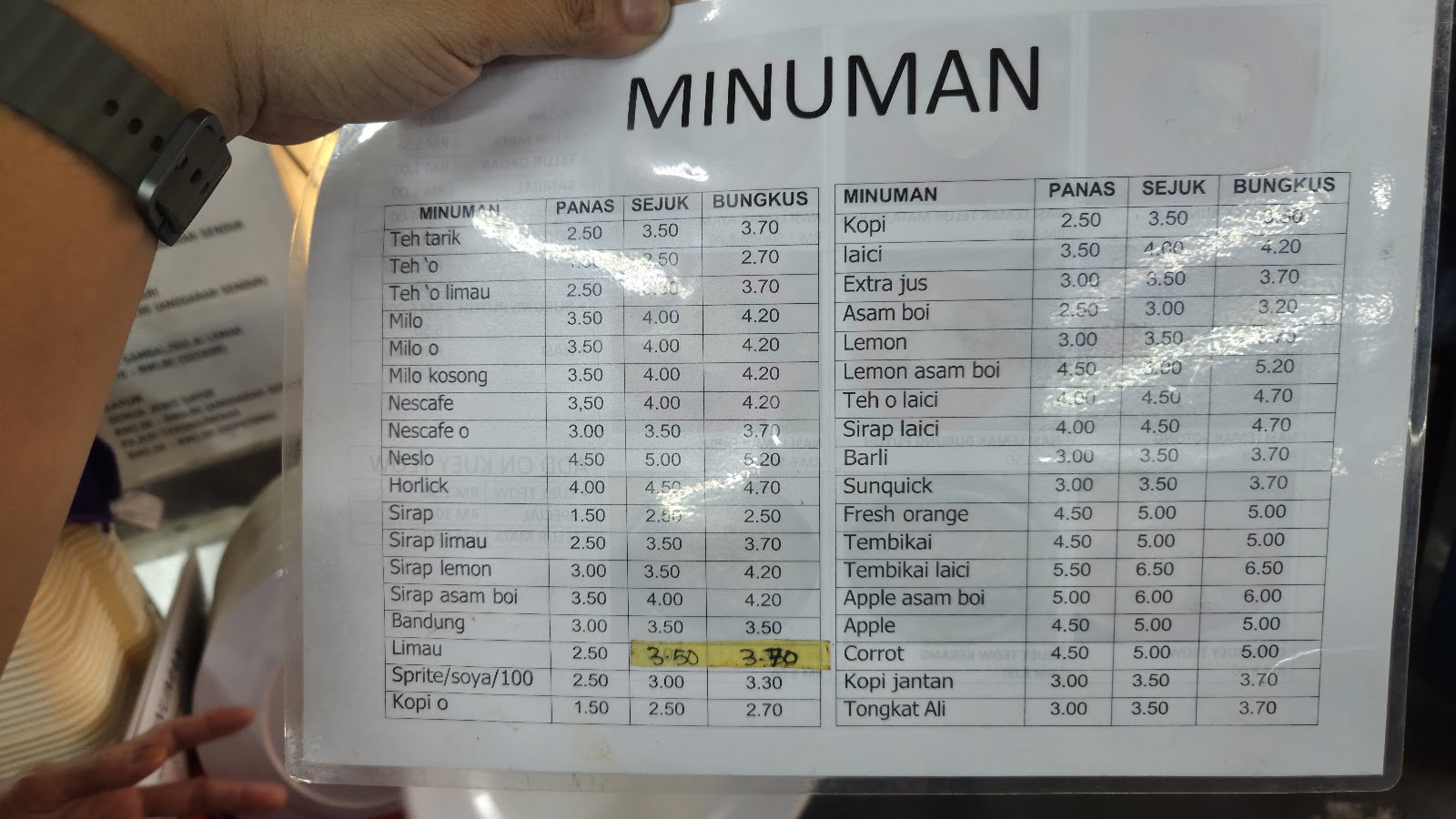 Warung Rindu • Nasi Lemak 菜单